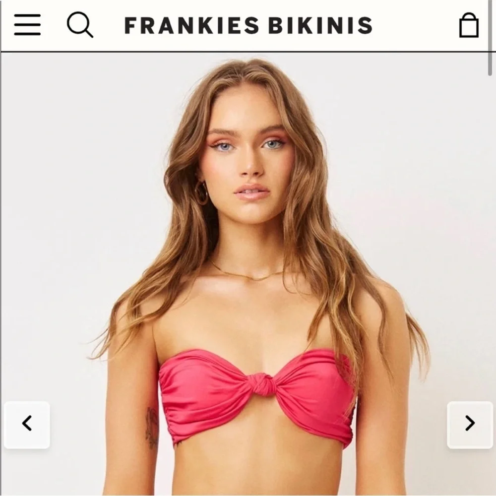 Frankies Bikinis Carrie Bandeau Bikini Top Rosewood NWT